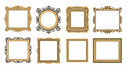 Set of Decorative vintage frames and borders. Vector design. - obrazy, fototapety, plakaty
