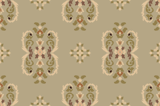 Fototapeta Ikat tribal Indian seamless pattern. Ethnic Aztec fabric carpet mandala ornament native boho chevron textile.Geometric African American oriental traditional vector illustrations. Embroidery style.