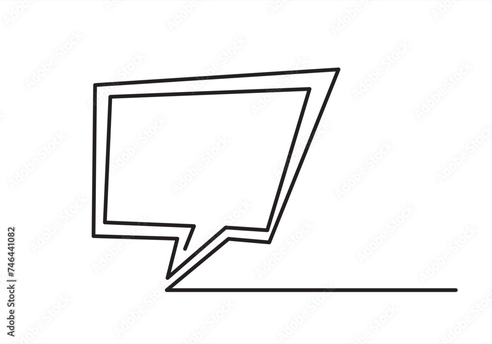Poster speech bubble line art continuous one line drawing. simple linear style. dialogue, chat, thought clo