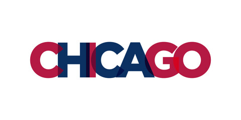 Chicago, Illinois, USA typography slogan design. America logo with graphic city lettering for print and web.