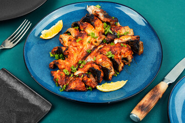 Fried, grilled or baked mackerel.