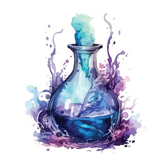 Enchanting Magic Potion Watercolor Clipart  isolated