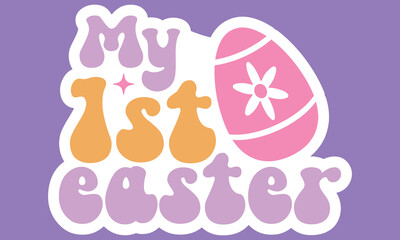 Retro Easter Sticker SVG Bundle