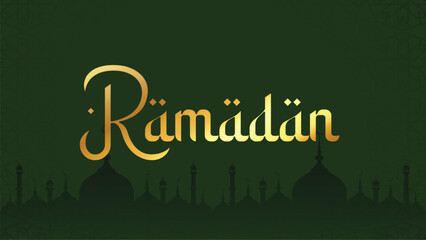 Gold Ramadan text with solid background