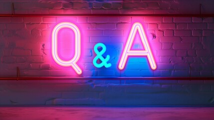 neon sign Q&A on a brick wall for blog, vlog or podcast