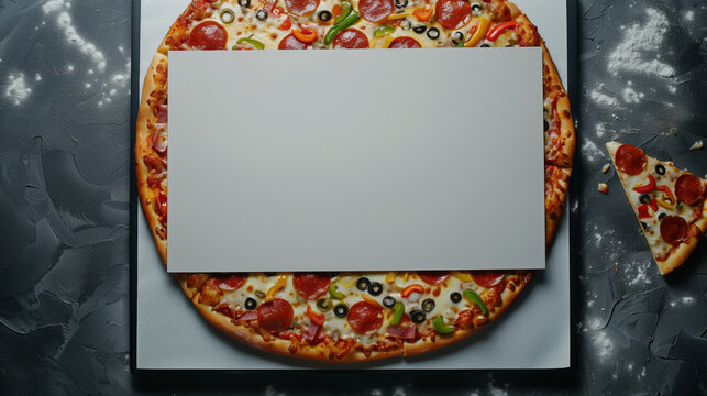 Pizza background with white board in the middle