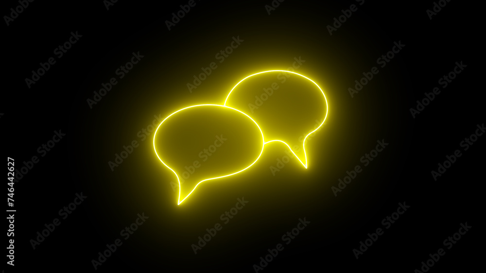 Poster neon glowing speech bubble collection. talk bubbles, glowing cloud bubbles set. talk bubble speech i