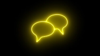 Neon glowing Speech Bubble collection. Talk bubbles, glowing Cloud bubbles set. Talk bubble speech icon. Blank empty bubbles illustration design elements isolated on the black background.