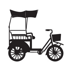 Fototapeta na wymiar Black silhouette of a Rickshaw in a white background(1)