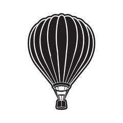 Black silhouette of a Hot Air Balloon in a white background(4)