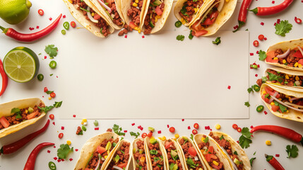 Tacos background with white board in the middle