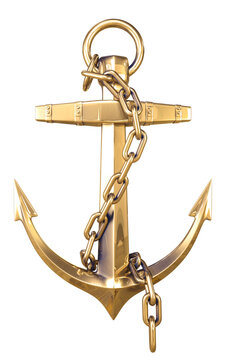 golden anchor with chain