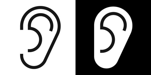 Ear icon set, hearing symbol