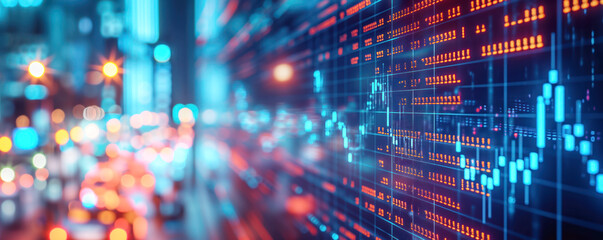 Abstract stock market background with diagrams and candles. Concept of marketing and business.