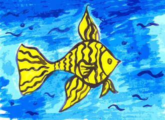A yellow fish swimming in the water