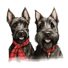 Scottish Terriers Clipart  isolated on white background