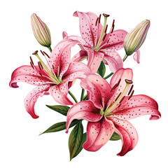 Stargazer Lily Clipart  isolated on white background