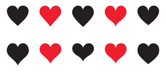 Set of hearts love on a white background. Vector illustration in flat style.