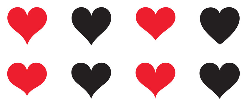 Set of hearts love on a white background. Vector illustration in flat style.