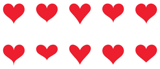 Set of hearts love on a white background. Vector illustration in flat style.