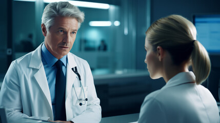Fototapeta premium doctors talking seriously about patient diagnostics