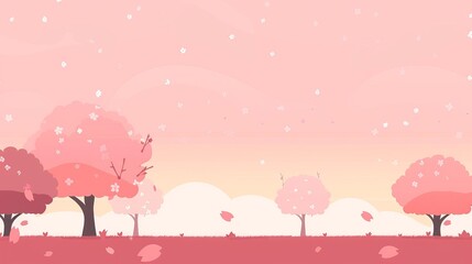 Japanese Cherry Blossom Trees Anime Background