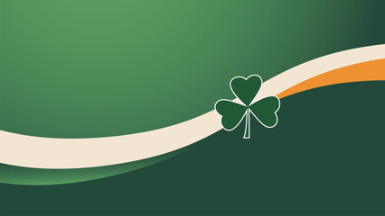 St Patrick's day flat vector illustration with clover, cauldron, and hat. Green background. Can be used for banners, posters, backgrounds, landing pages, greeting cards, covers, etc. - obrazy, fototapety, plakaty