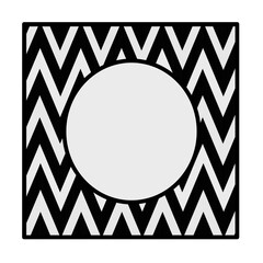 square frame with bold zigzag(s) fill and centered circle for text or image 