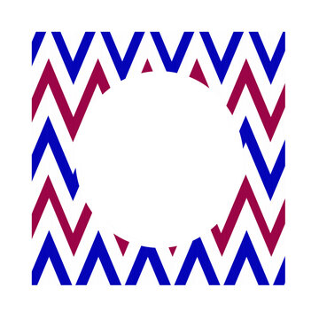 square frame with bold zigzag(s) fill and centered circle for text or image  - patriotic motif (U.S.)