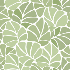 Seamless abstract botanical art background with  leaves. Natural hand drawnd green and  white leaves pattern, monochrome.Vector floral  pattern - obrazy, fototapety, plakaty