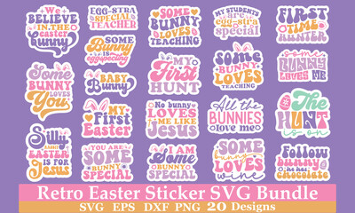 Retro Easter Sticker EPS Bundle
