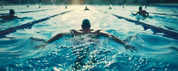 Paralympic swimmers training waters embrace speed and grace - obrazy, fototapety, plakaty