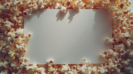 Popcorn background with white board in the middle