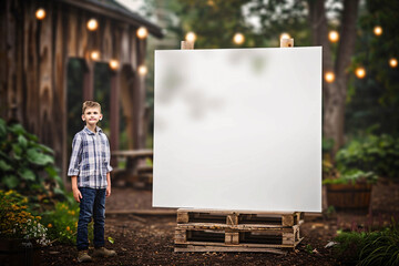wooden frame sign mockup, wooden frame sign with a white blank center, blank billboard mockup, blank sign