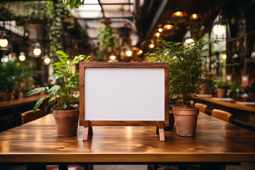 wooden frame sign mockup, wooden frame sign with a white blank center, blank billboard mockup, blank sign