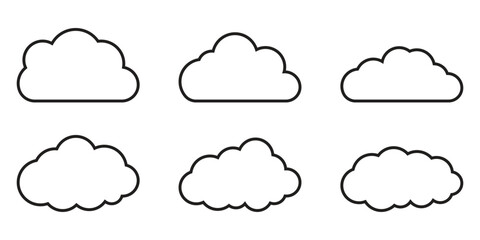 cloud icon set. vector symbol on transparent background.