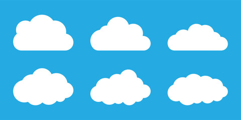 cloud icon set. white cloud vector symbol collection.
