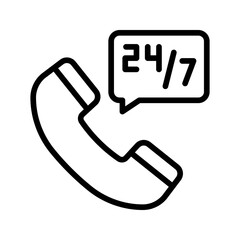 24 hours support icon set style collection in line, solid, flat, flat line style on white background
