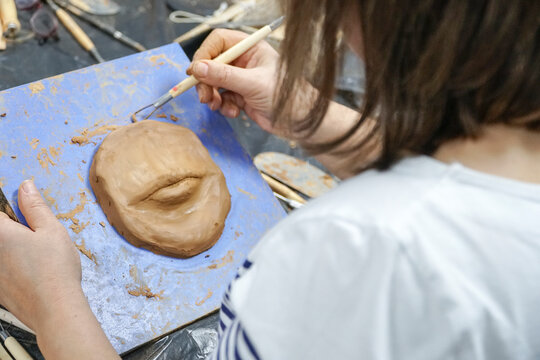 handcrafted lip sculptures at school