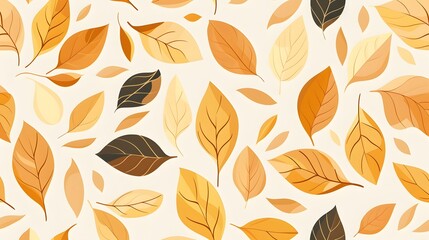 Obraz premium Autumn Leaves Pattern: Embrace Fall’s Beauty with Golden, Brown, and Yellow Leaves