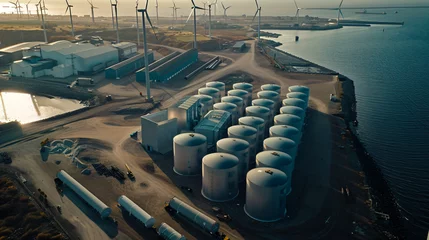 Photo sur Plexiglas Rotterdam Coastal storage of blades for wind turbines. Warehouse.