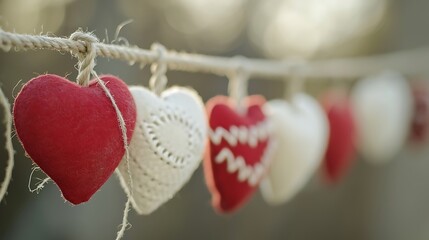 Hearts on string for valentines day
