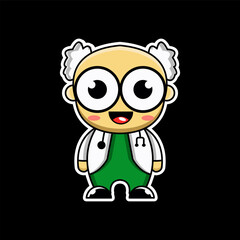 cute vector design illustration old doctor man