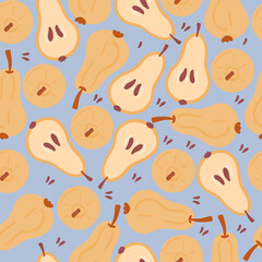 Flat design pears fruits seamless pattern