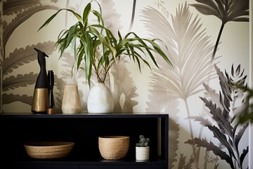 Botanical Silhouette Abstract - Modern Apartment Decor Wallpaper Inspiration