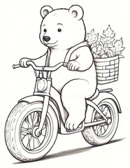 Bear's Biking Adventure: A Splash of Color Coloring Page