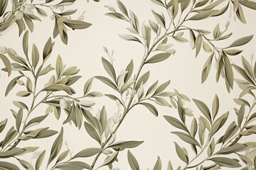Botanical Olive Branches: Mediterranean Kitchen Wallpaper Inspirations - obrazy, fototapety, plakaty