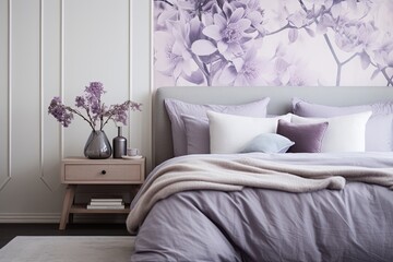 Subtle Lavender Botanical Wallpaper Inspiring Relaxing Bedroom Design