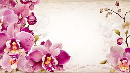 Orchid flowers background with copy space for your text or image - obrazy, fototapety, plakaty