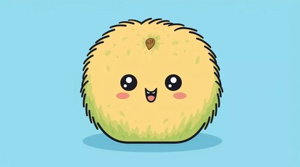 Hand drawn colorful kiwi fruit trendy Vector illustration. Cute character. Cartoon style. Isolated on blue background